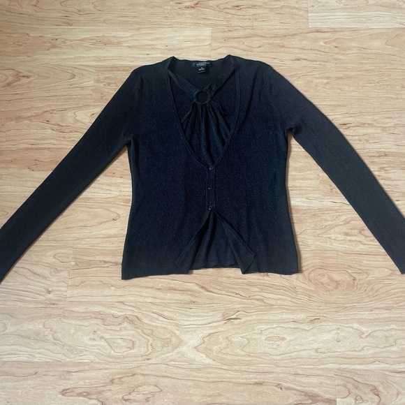 |August Silk| Black Metallic Silk Blend Cardigan in Woman’s XL - Picture 8 of 8